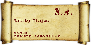 Matity Alajos névjegykártya